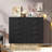 Black 5 Drawer Dresser for Bedroom, Fluted Tall Dresser with Large Drawers and Sturdy Gold Legs Support, Dressers & Chests of Drawers for Bedroom, Living Room, Kids' Room-1638998374