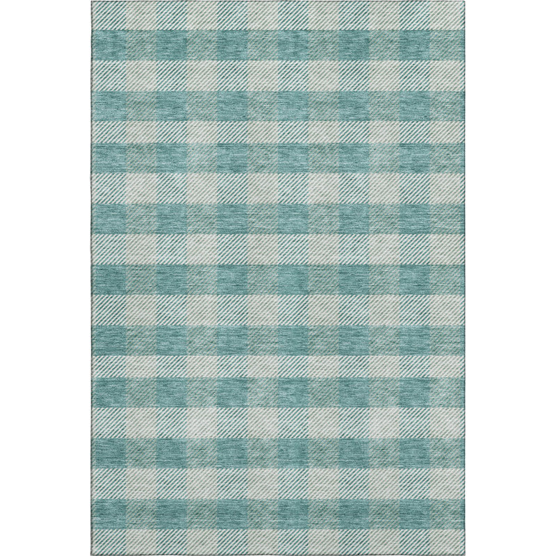 Premium Machine Washable Prisco Teal Rug, Rectangle 3' x 5'