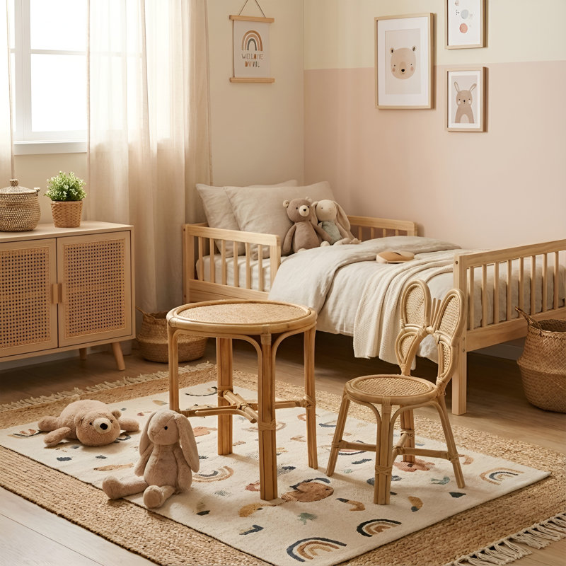 Ensembles de table en rotin pour enfants, 2 pièces: table, 1 chaise