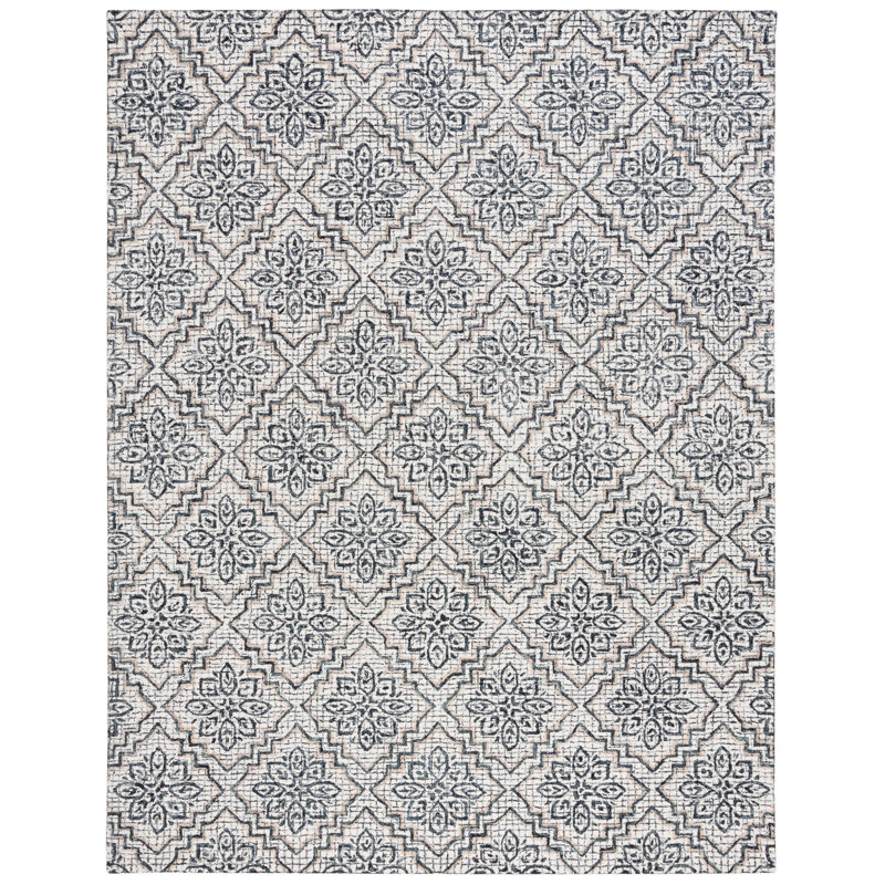 Abstract Hand Tufted Wool, Cotton Geometric Rug, Rectangle 3' x 5'