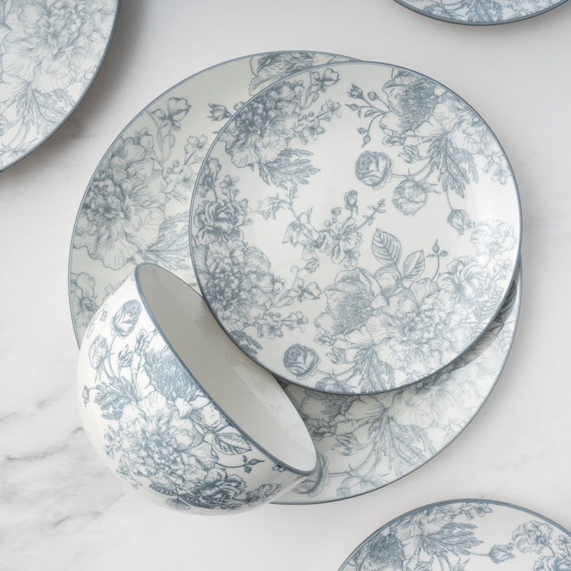 White Porcelain 12 Piece Dinnerware Set, Service for 4