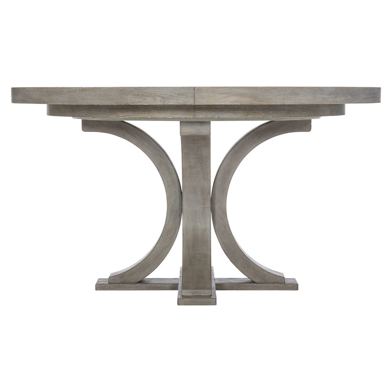 Transitional Pewter Finish Extendable Round Wood Dining Table