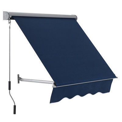 Retractable Window Awning with Adjustable Canopy Angle, Aluminum Frame