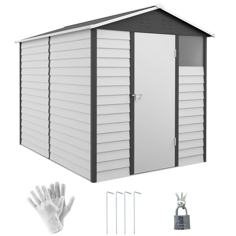 Brookelynn 9 x 6FT Metal Garden Shed with Lockable Door and Window Dark Grey