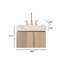 Meuble-lavabo suspendu de luxe de 61 cm avec lavabo en céramique, style moderne familial. Meuble-lavabo suspendu préassemblé, de style milieu du siècle, en pierre frittée.