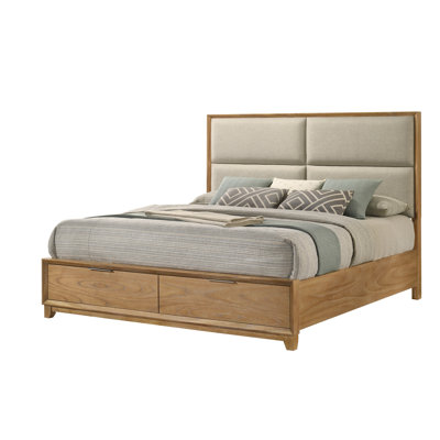Ensemble de chambre à coucher avec lit tapissier moderne brun clair