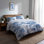 Ensemble de literie de plage 3 pièces - Ensemble de housse de couette et de coussins Blue Coastal Toile
