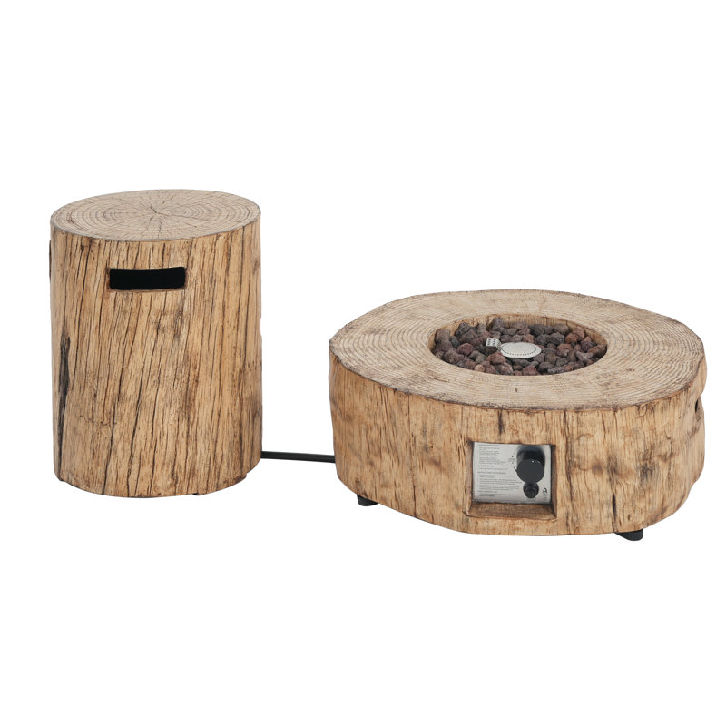 Kairo Outdoor 30,000 BTU MGO Propane Fire Pit With Tank Holder, Brown