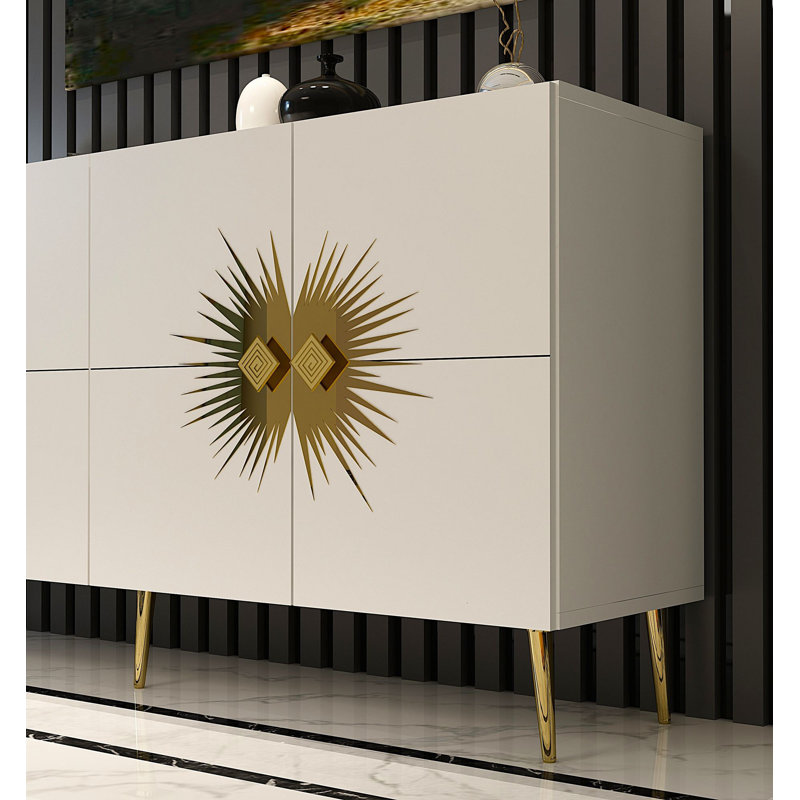 Olivia 150cm Console Table, Cream/Gold