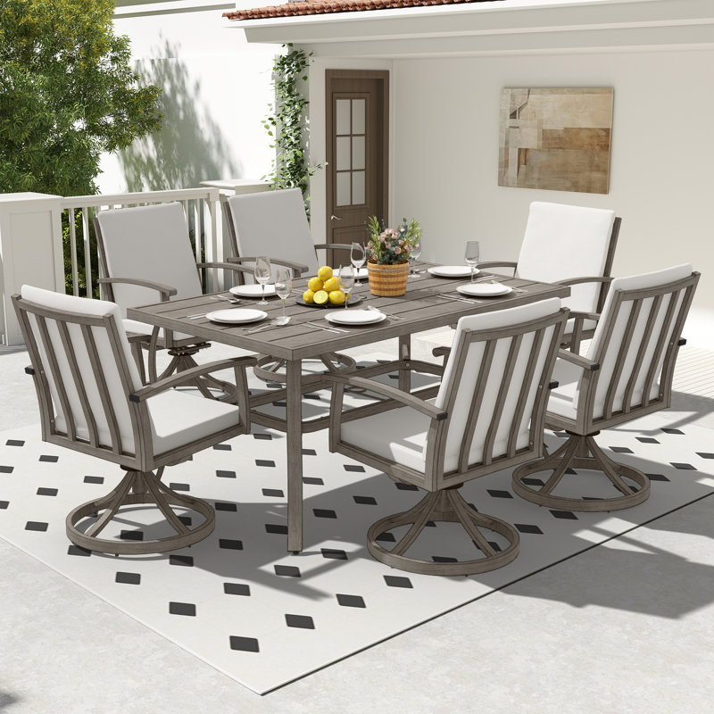 Leigh 6 - Person Patio Dining Set with Rectangular Table , Cushions Included
