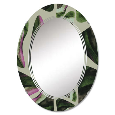 Abstract Dark Green Organic Elements I - Modern Wall Mirror