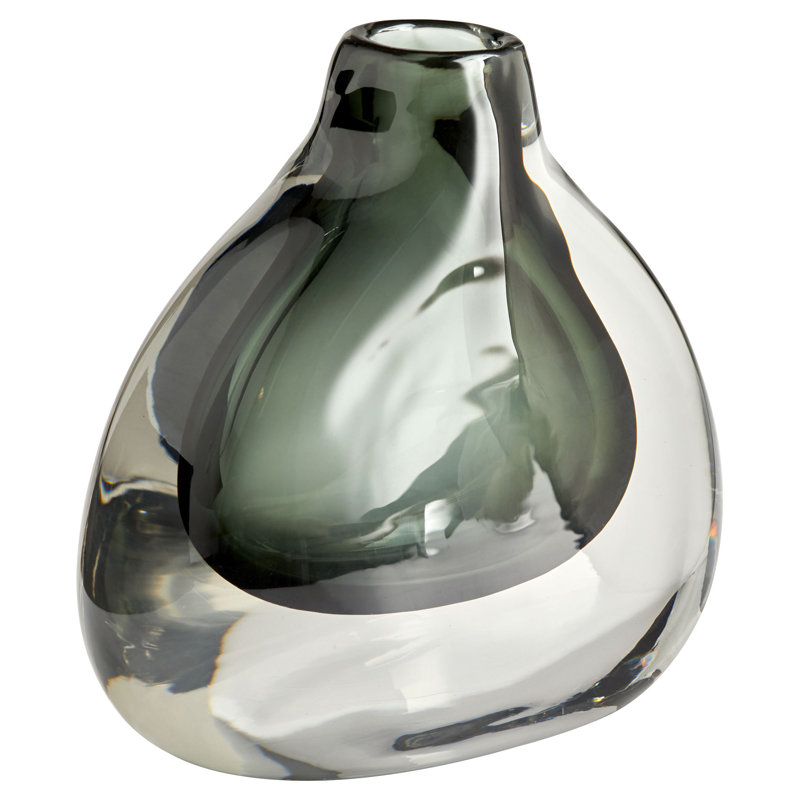 Moraea Handmade Glass Table Vase, 7" H x 8" W x 3" D