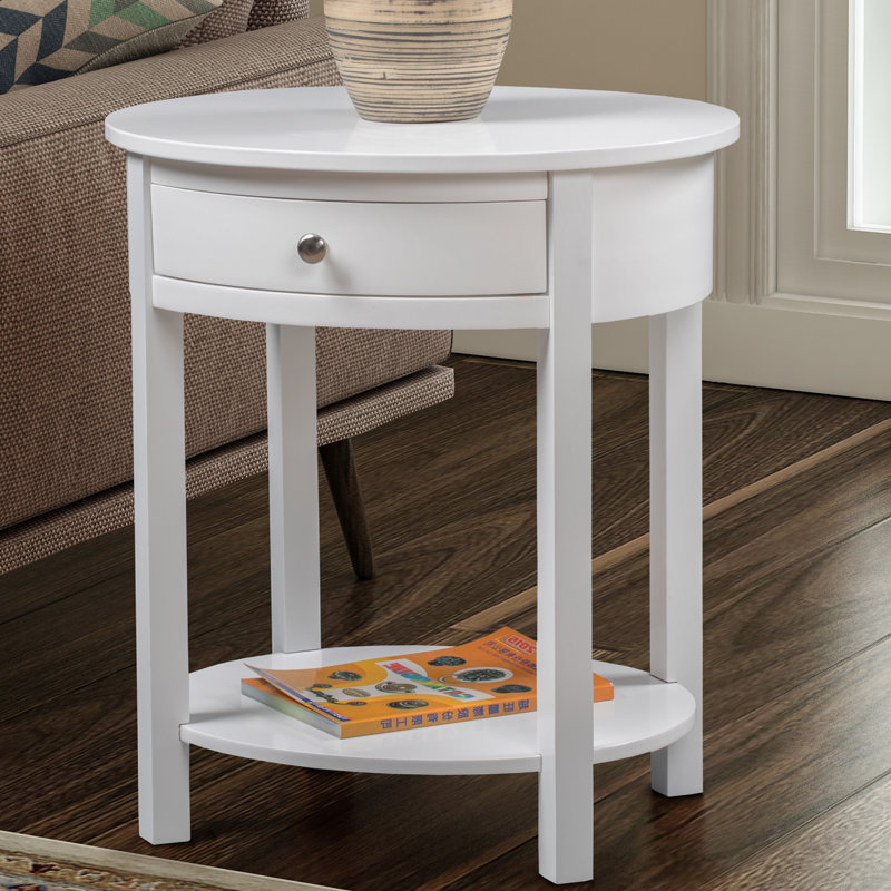 Table de bout avec rangement Moravian, Blanc