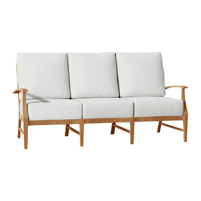 Croquet 75.75" Wide Outdoor Teak Patio Sofa with Cushions