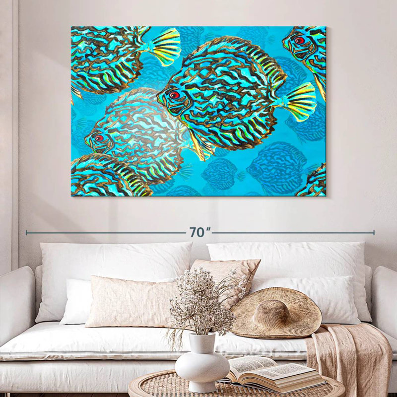 Brampt Turquoise Discus Fish, 34'' H x 51'' W
