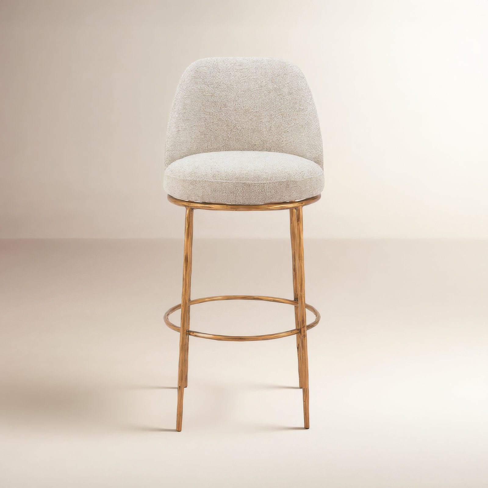 Crush Swivel Bar and Counter Stool, Beige/Gold, Bar Stool (31.5” Seat Height)