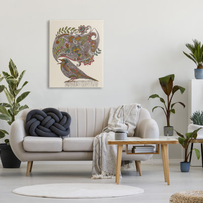 «Song Bird Complex Paisley Patterns Botanical Leaves» par Valentina Harper - impression sur toile tendue