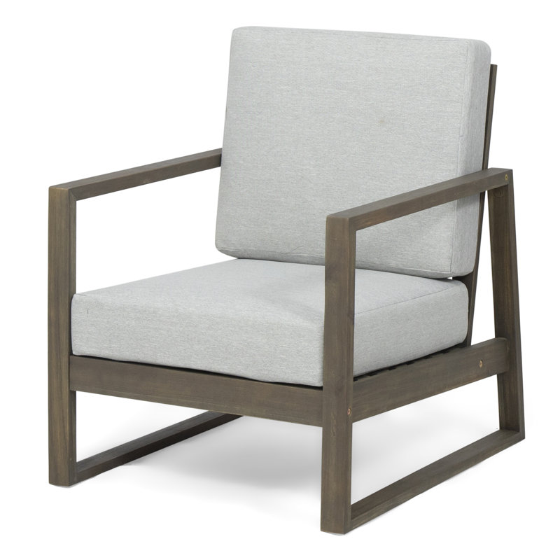 Chaise d'extérieur avec coussins Arilynn, Structure grise / coussin gris clair