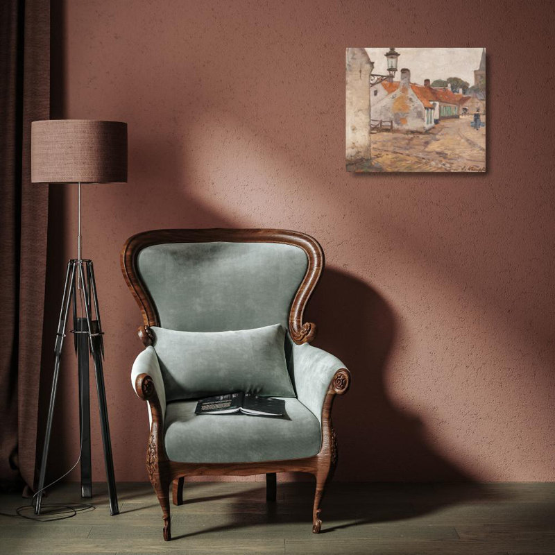 «View of a Village» par Eugen Kampf - Art mural sur toile tendue avec châssis, H 18 po x l 14 po