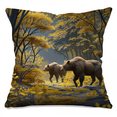 Coussins Bears In Autumn Forest