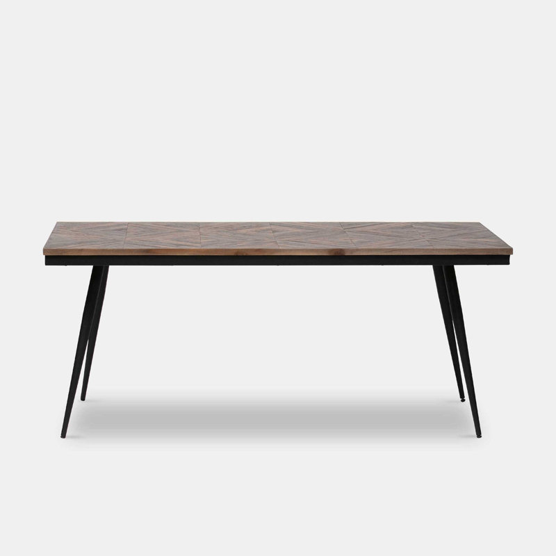 Teak Metal Base Dining Table, 76" H x 180" L x 90" W
