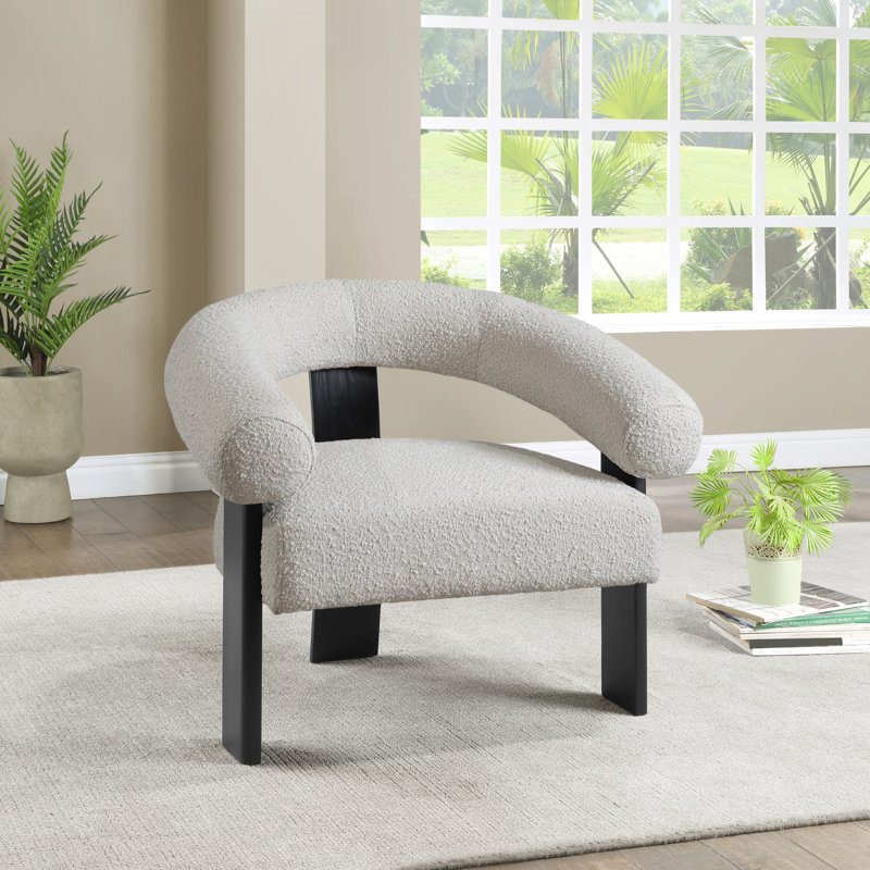 Winston 35.5'' Wide Armchair, Cream Boucle Fabric