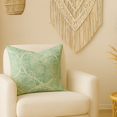 Damask Block Printed Accent Pillow