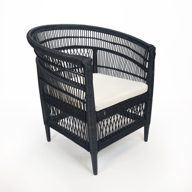 Chaise avec accoudoirs tissée Ndayisenga, Noir