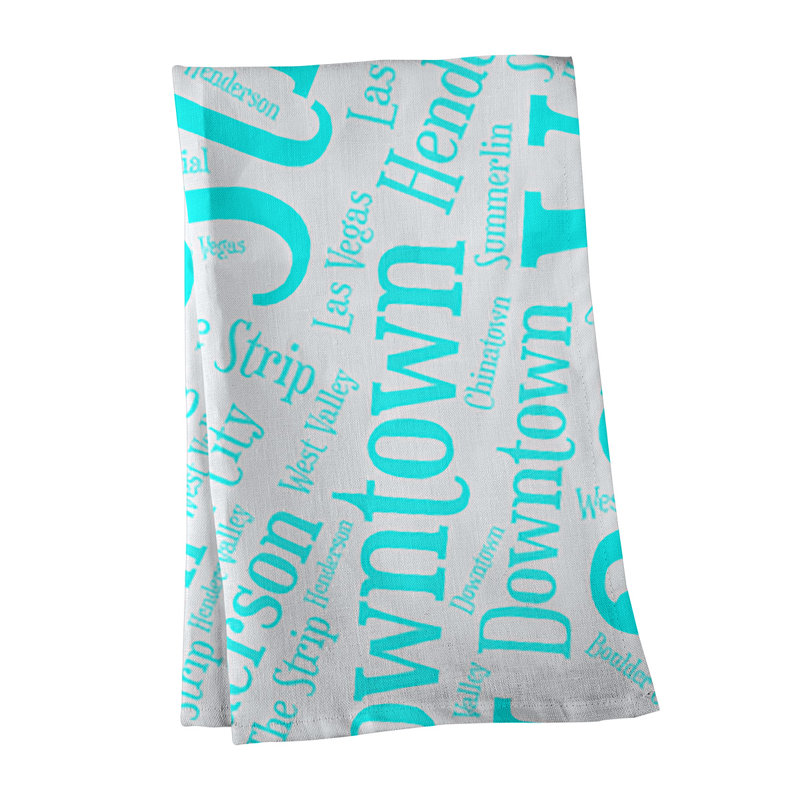 Cotton Tea Towel Kitchen Towel, Cyan, Fresno