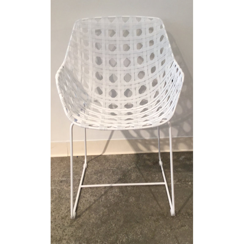 Schema Galvanized Iron Wire Outdoor Arm Chair, White