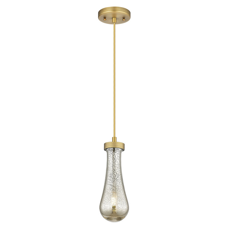 Downtown Urban - Edwa - Luminaire suspendu à cordon 1 lumière 4 po - Finition bronze champagne - Abat-jour verre fumé clair
