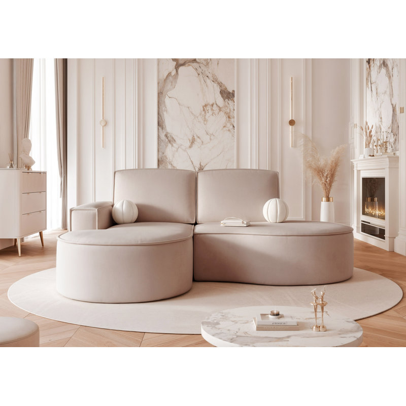4 Seater Corner Sectional, Left Hand Facing, Blush Pink