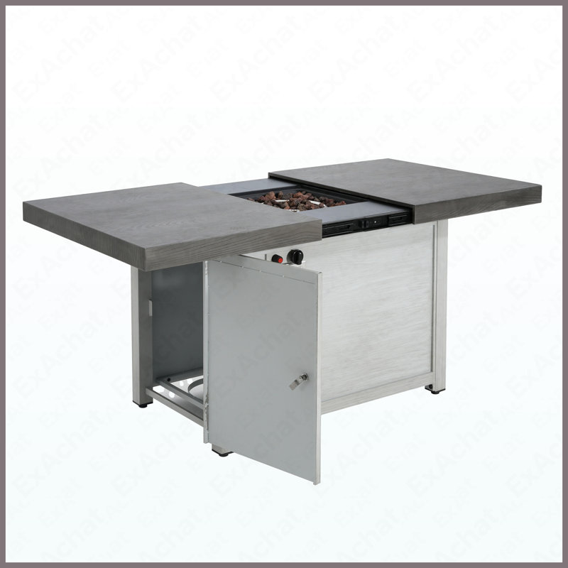 Rectangular Aluminum Propane Fire Pit Table 40000 BTU For Outdoor Patio Garden Backyard