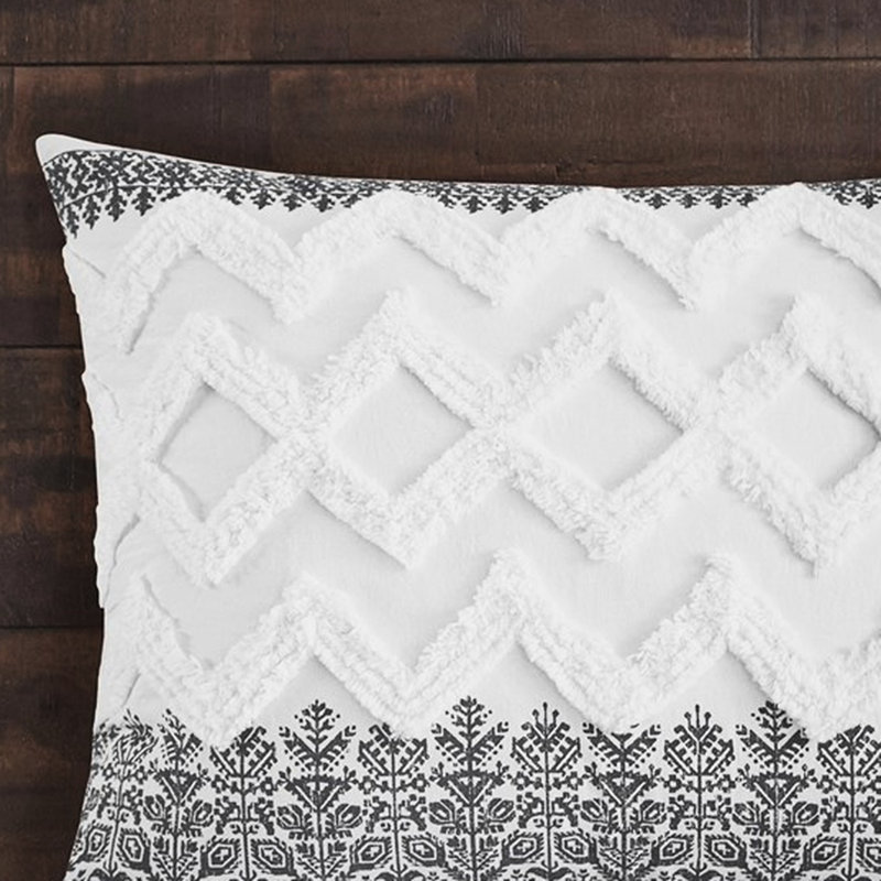 Housse de couette pour très grand lit / très grand lit, coton touffeté en chenille, blanc, attrayant, fermeture à boutons, coins à nouer à l'intérieur, lavable à la machine et 2 taies décoratives incluses Style coton, look, fermeture à boutons, 4 coins