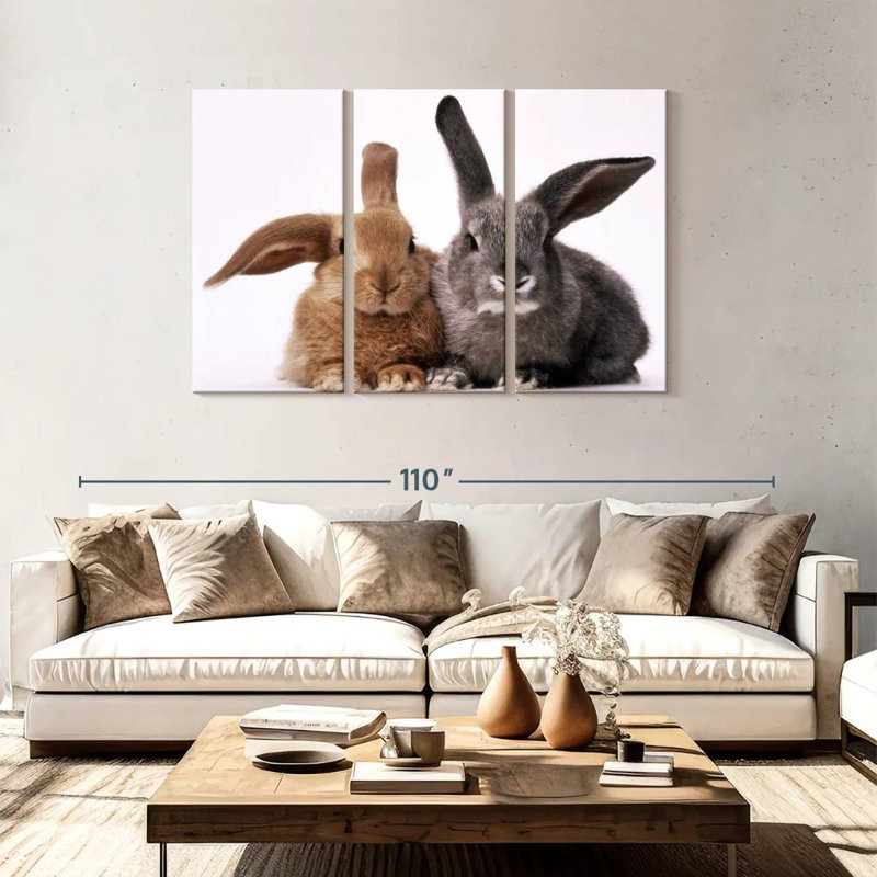 Brampt Brown And Gray Bunnies, 48" H x 74" W