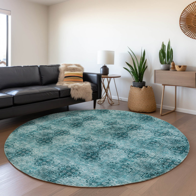 Katherene Floral Indoor / Outdoor Rug, Round 8'