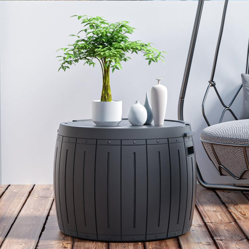 48 Gallons Resin Waterproof Easy-Assembly Outdoor Storage Box, Gray