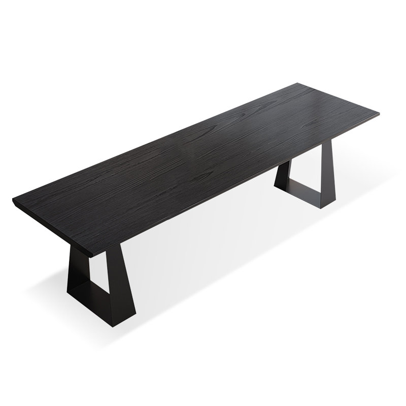 Bureau rectangulaire en bois massif noir et acier au carbone noir, H 29,53 po x l 86,61 po x P 23,62 po