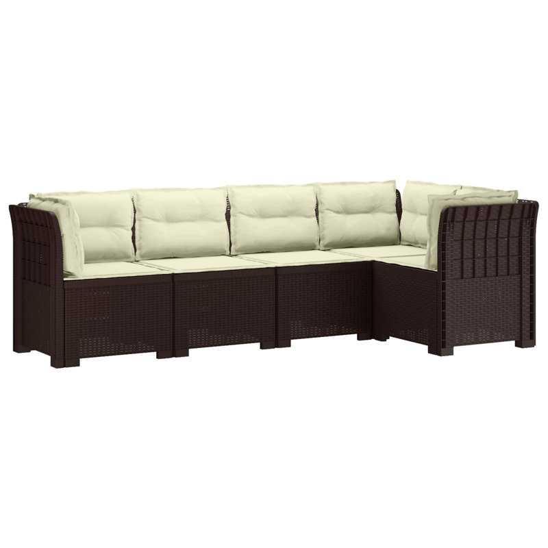 234 cm W Patio Sofa with Cushions, Cream, Brown