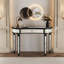 Console demi-lune à miroir avec verre cannelé et poignée en cristal, parfaite pour les vestibules et les chambres à coucher