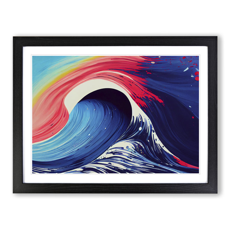Paint Splash Ocean Wave Vol.3 Abstract, Black Framed, 46cm H x 64cm W x 2cm D