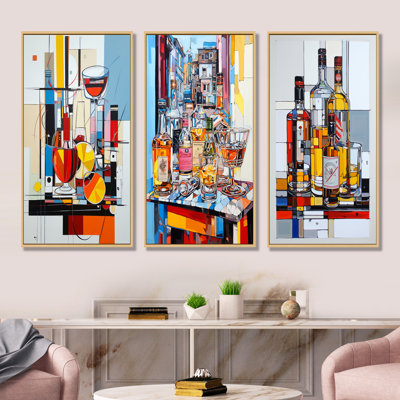 Abstrait «Popart Charm» - ensemble de 3 impressions sur toile