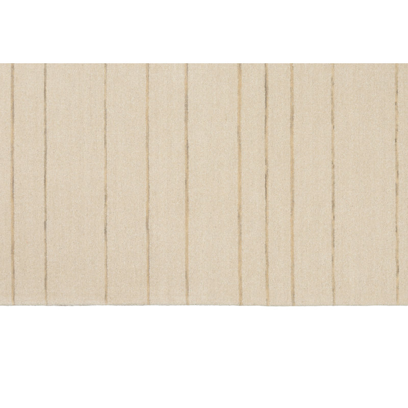 Tapis rayé ivoire en laine fabriqué à la main Halo, Rectangle 4 pi x 6 pi