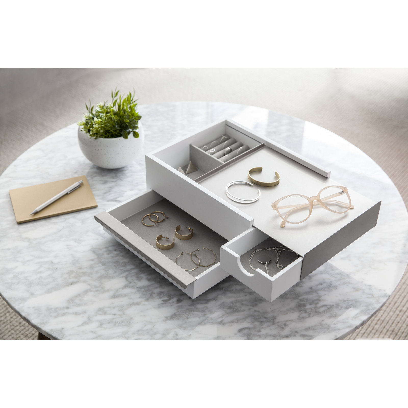 Jewelry Box, White/Nickel