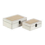 Nazaret White Wood Box with 2 Pieces Hinged Lid