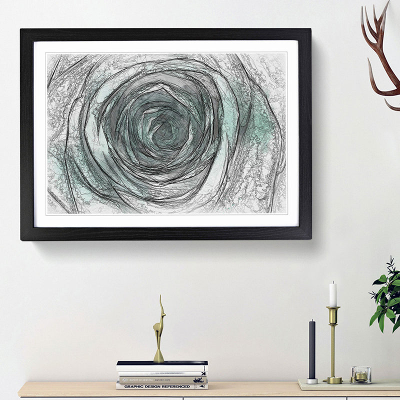 Mint Green Rose - Picture Frame Graphic Art Print, Black Framed, 48cm H x 65cm W x 2cm D