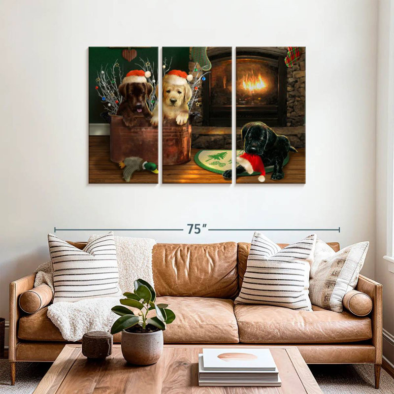 Brampt Fireside Lab Trio, 36" H x 57" W