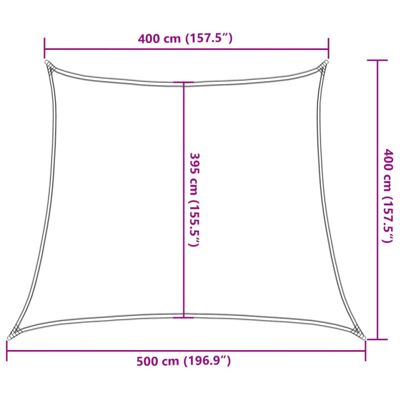  Sunshade Sail 160 G/M² Trapezium Light Grey 4/5X4 M HDPE