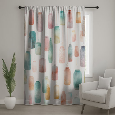 Watercolor Hanging Lanterns Window Curtains, Lanterns Sheer & Blockout Curtains - 1 Panel