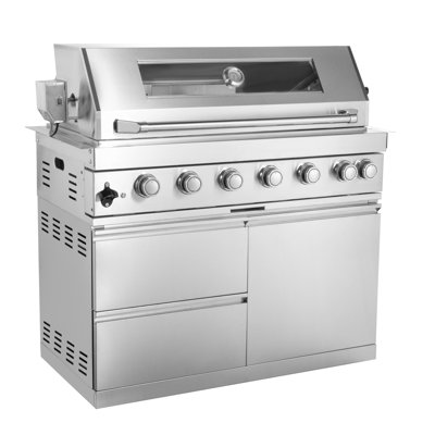 Natural Gas 6-Burner Stainless Steel Grill with Matte Black and Silver Finish